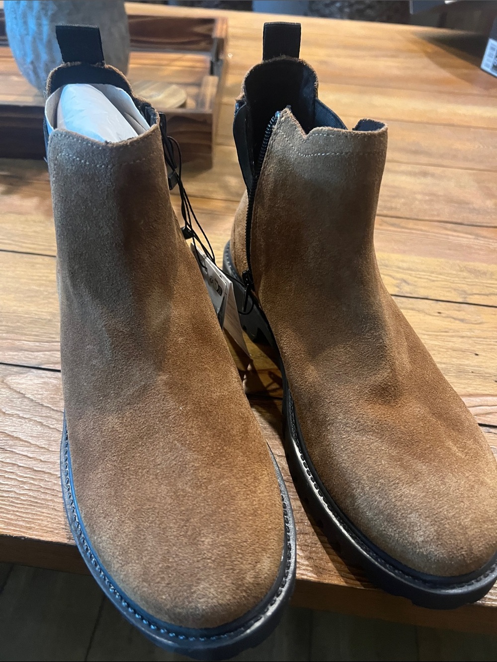 Zara Chukka Suede Boots in Tan Brown fits women size 8